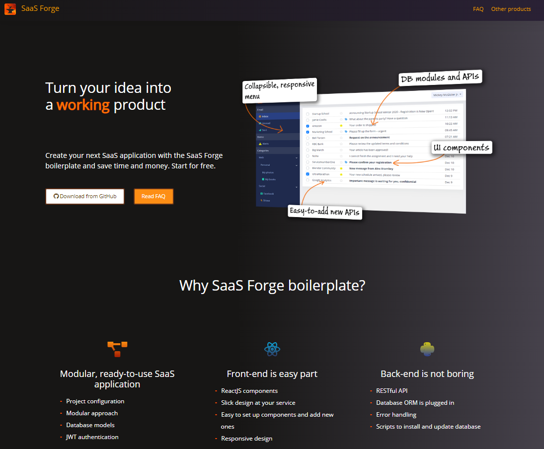 SaaS Forge website