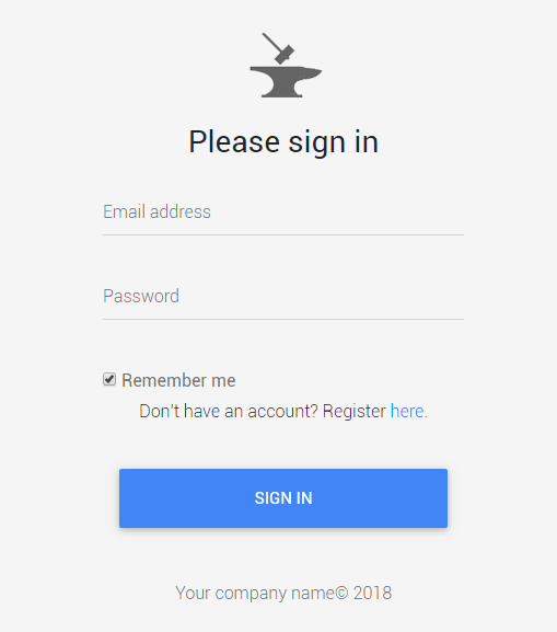 Login page, Material design theme
